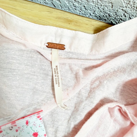 NWT Free People Pink Floral Patchwork Tassel Tunic Boho Peasant Festival Large - Picture 4 of 11